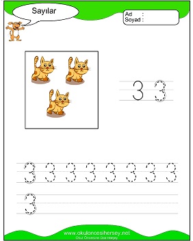 okul öncesi 1 sayısı çizgi çalışması